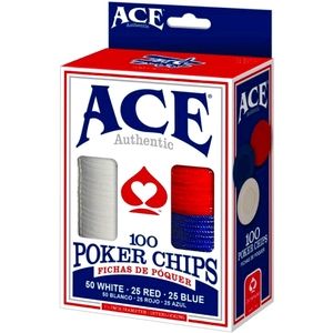 ACE PLASTIC POKER CHIPS,100 PIECES